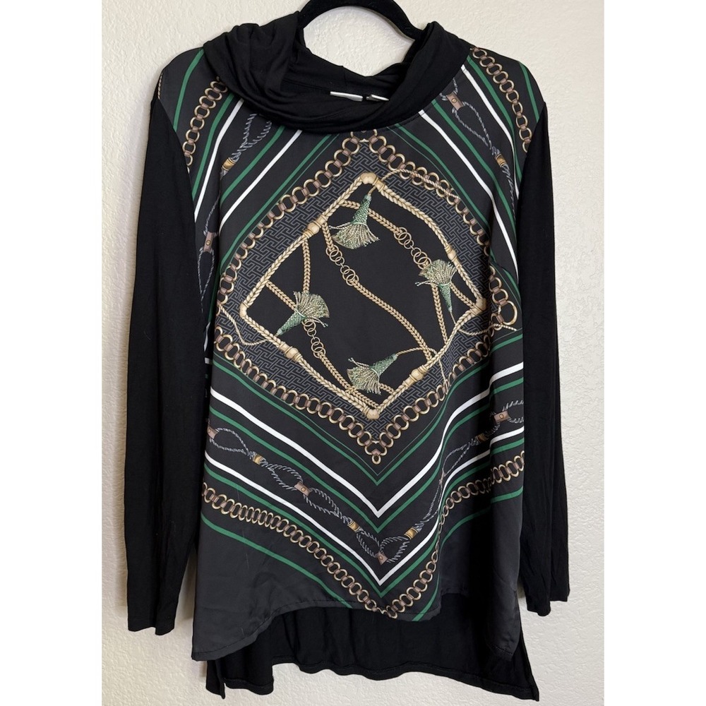 Zenergy Chicos 3 US XL Blouse Top Terri Status Print Long Sleeve Alpine Green
